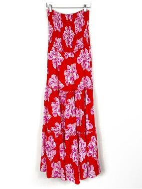 Anthro Abel The Label floral Maci strapless smocked dress romantic boho SZ L